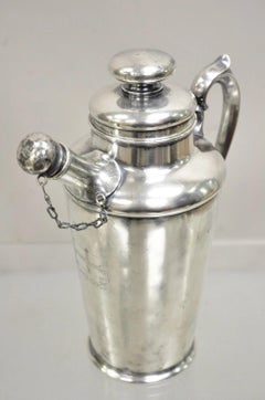 Antique Art Deco Silver Plated Martini Cocktail Shaker "Game Cock" Monogram