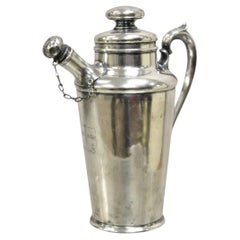 Antique Art Deco Silver Plated Martini Cocktail Shaker "Game Cock" Monogram