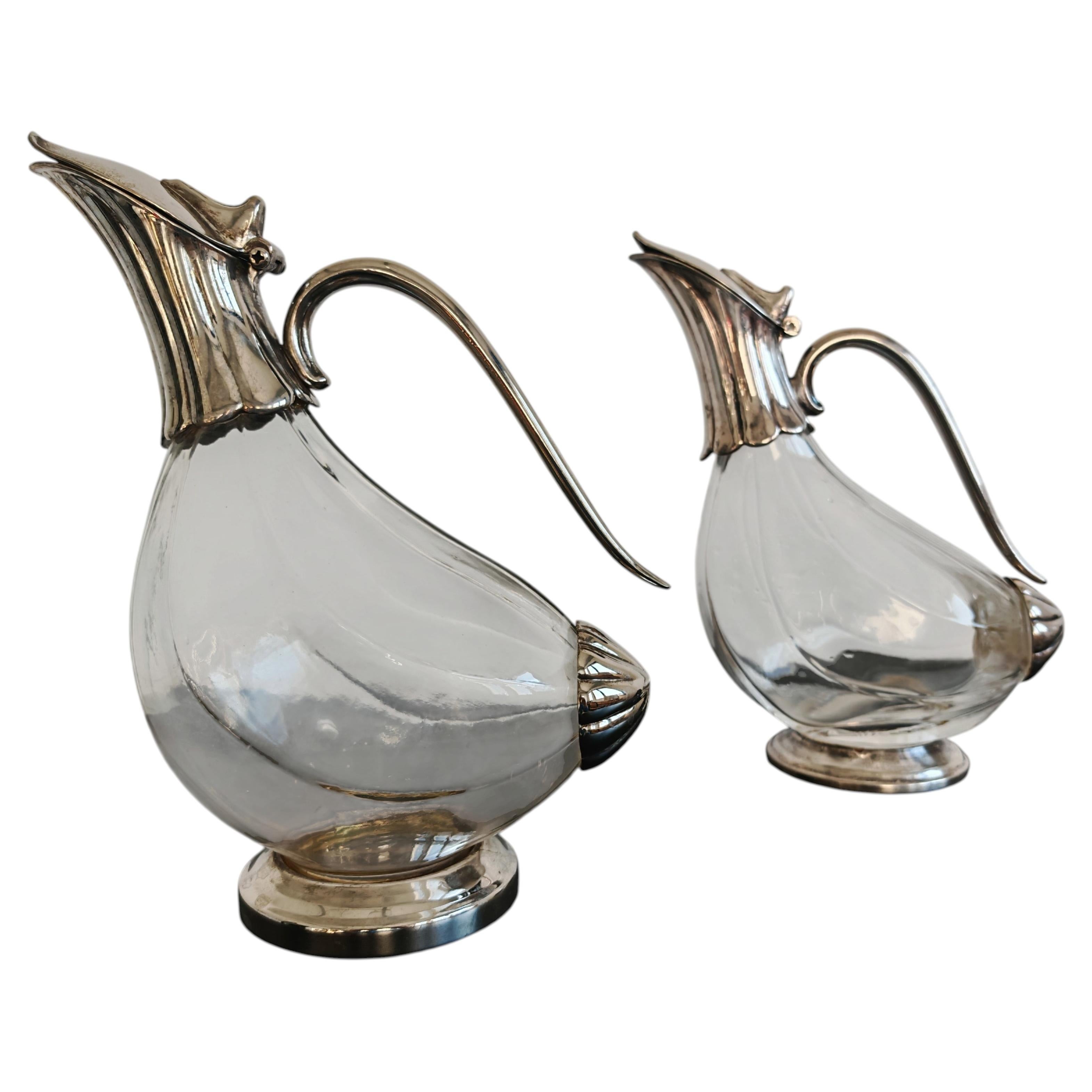 Antique Art Deco Silver-Plated Pitcher shaped as a Duck, England 1920s
