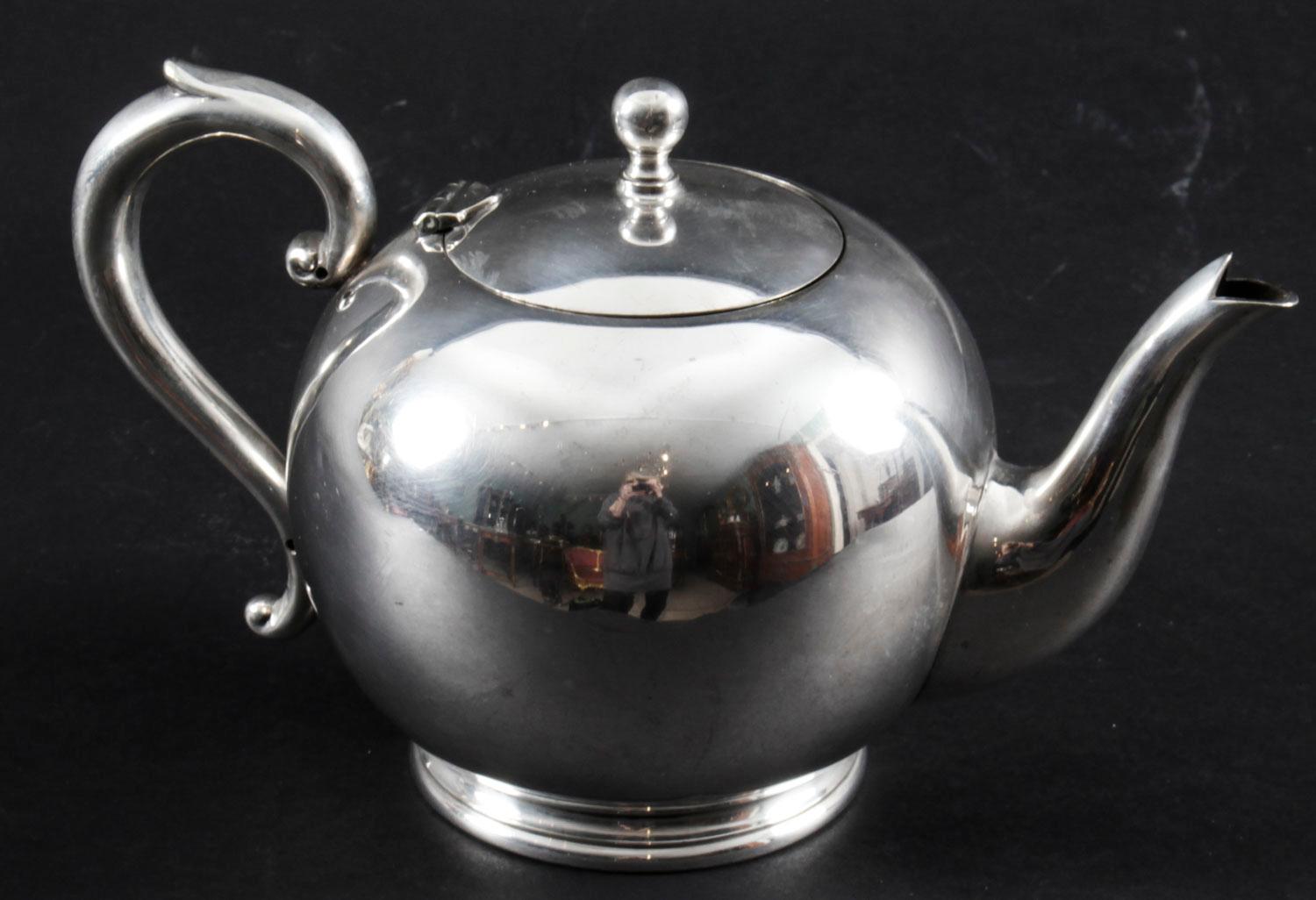 Antique Art Deco Silver Plated Teapot J B Chatterley & Sons Ltd 1930s 5