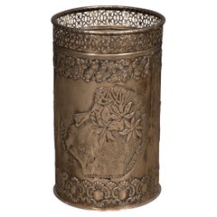 Antique Art Deco Silver Plated Waste Paper Bin C.1920