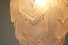 Antique Art Deco Skyscraper Pendant Light / Lamp 1920 Bauhaus Style Glass