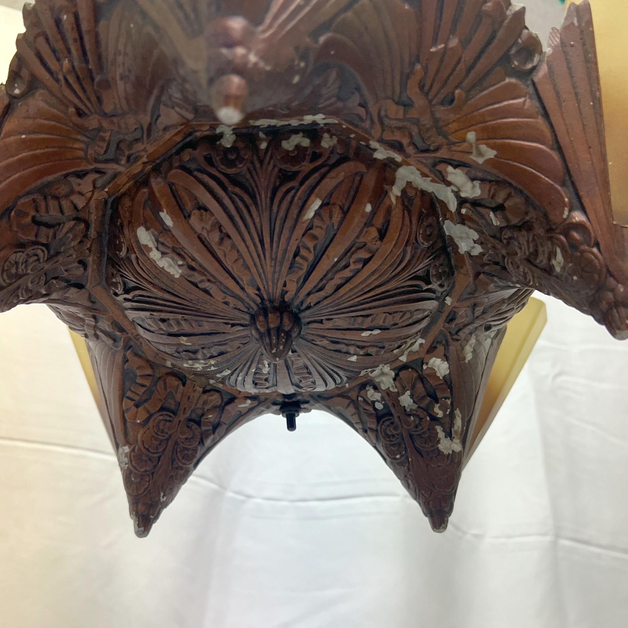Antike Art-Déco- Soleure-Kronleuchter mit Slip-Schirm - ein Paar im Angebot 12