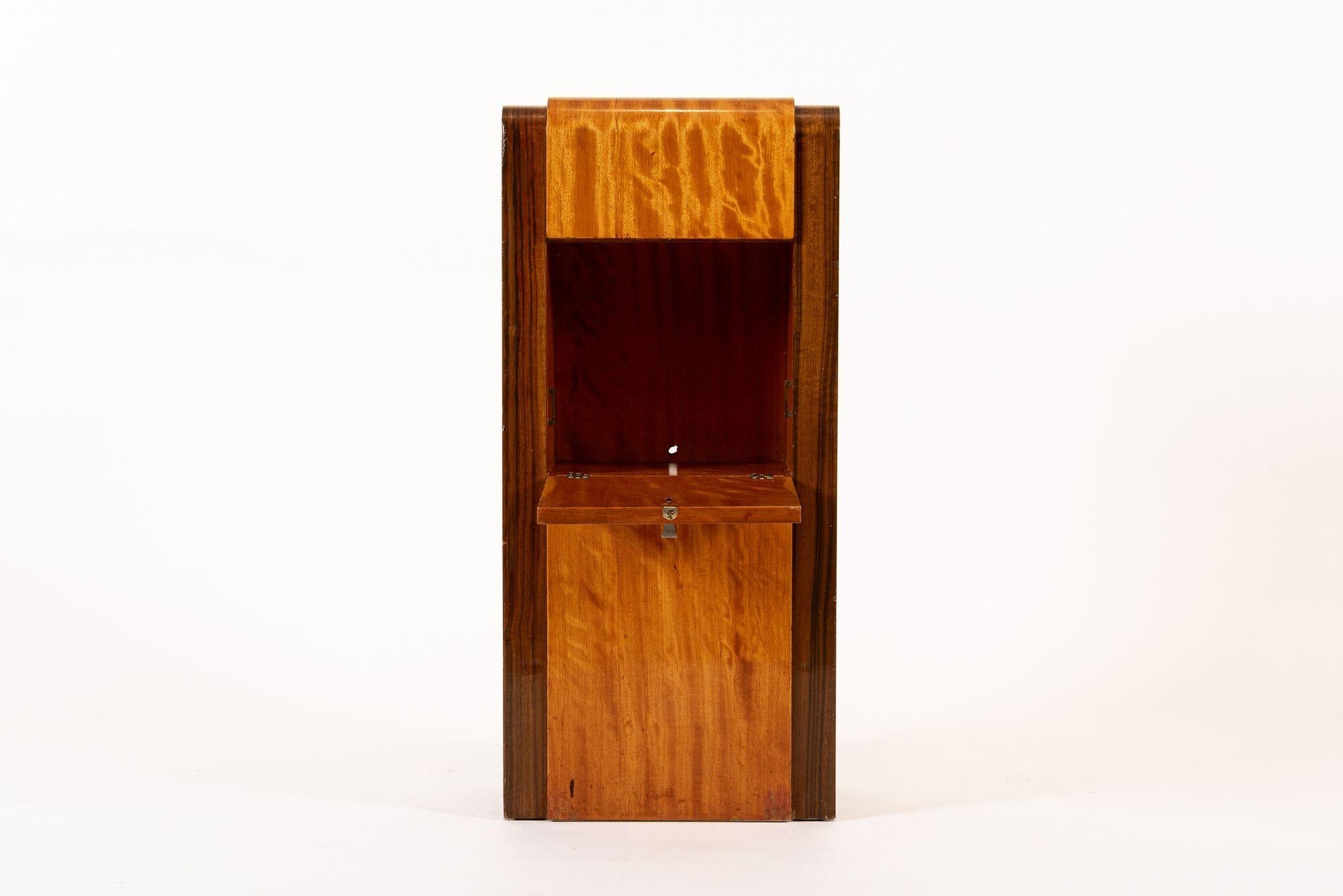 Antique Art Deco Small Wood Nightstand or Side Cabinet, 1930s For Sale 5