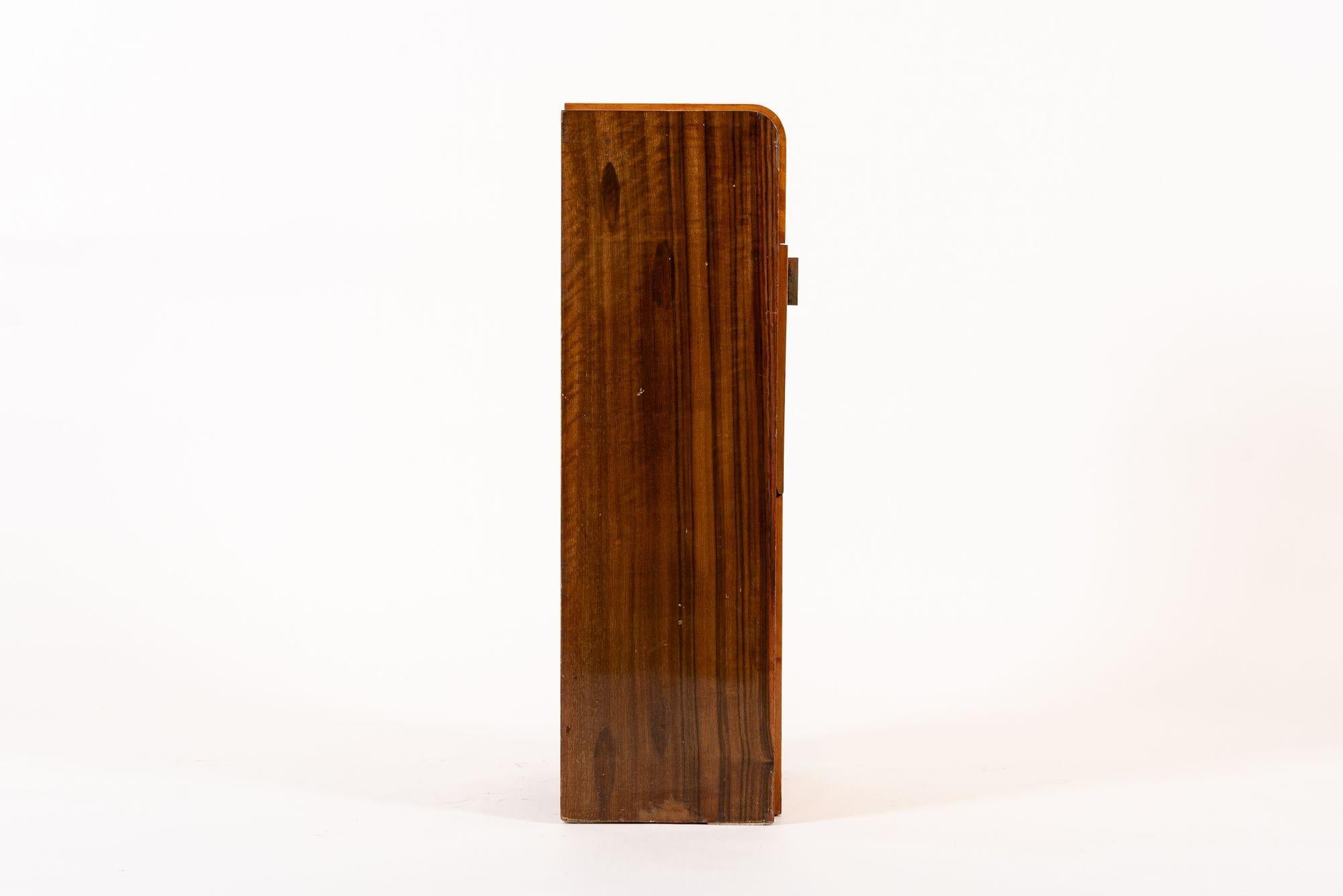 Antique Art Deco Small Wood Nightstand or Side Cabinet, 1930s In Good Condition For Sale In Detroit, MI
