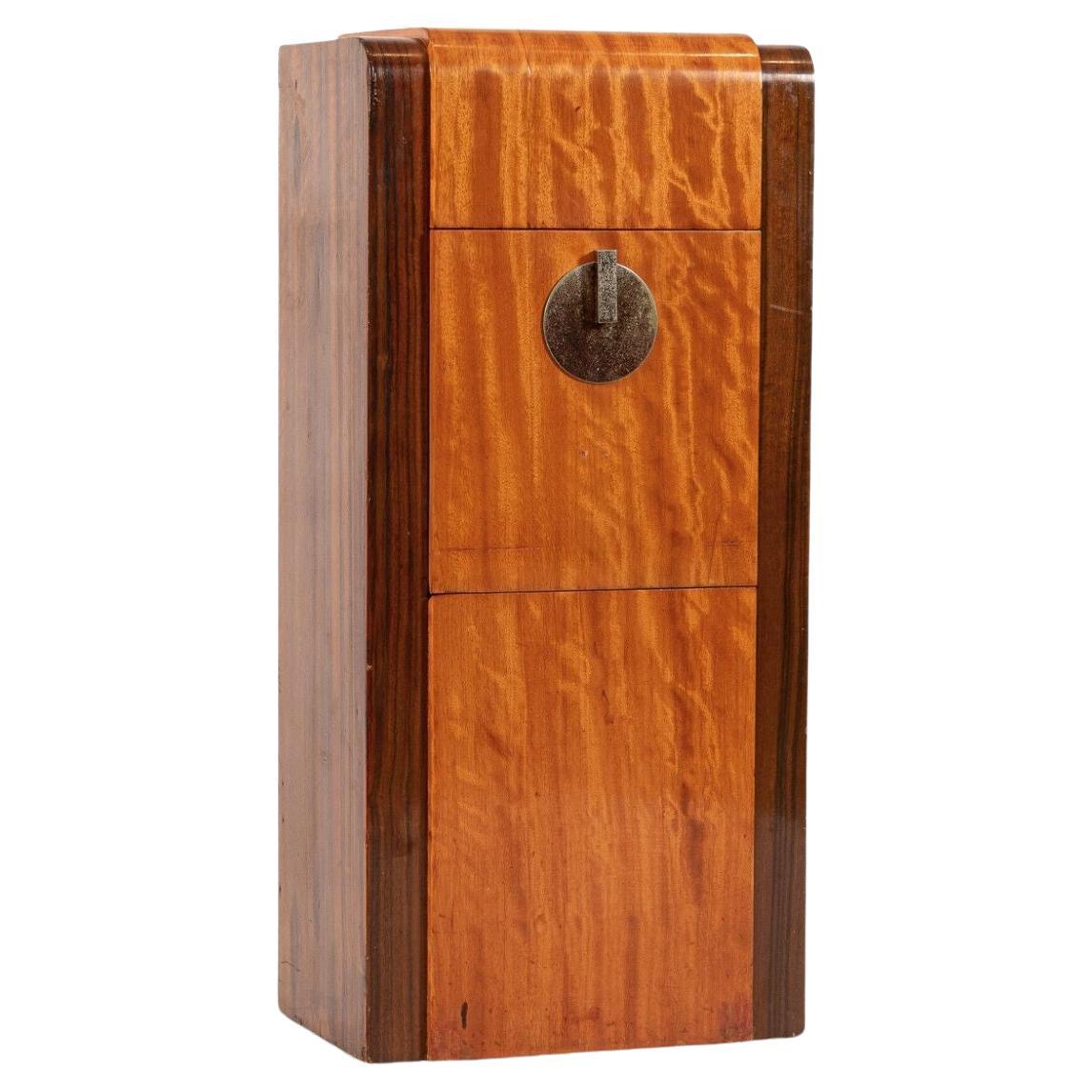 Antique Art Deco Small Wood Nightstand or Side Cabinet, 1930s