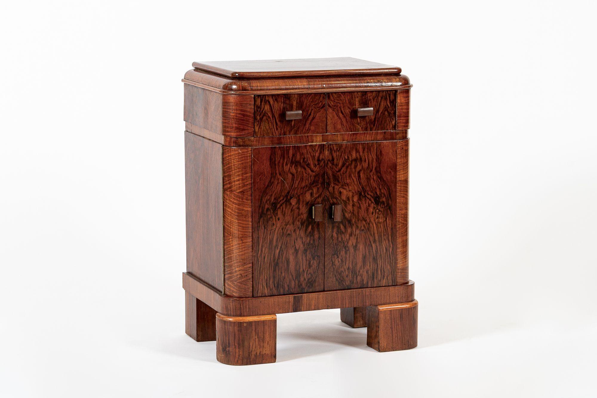 Antique Art Deco Small Wood Side Cabinet or Nightstand 1940s For Sale 5