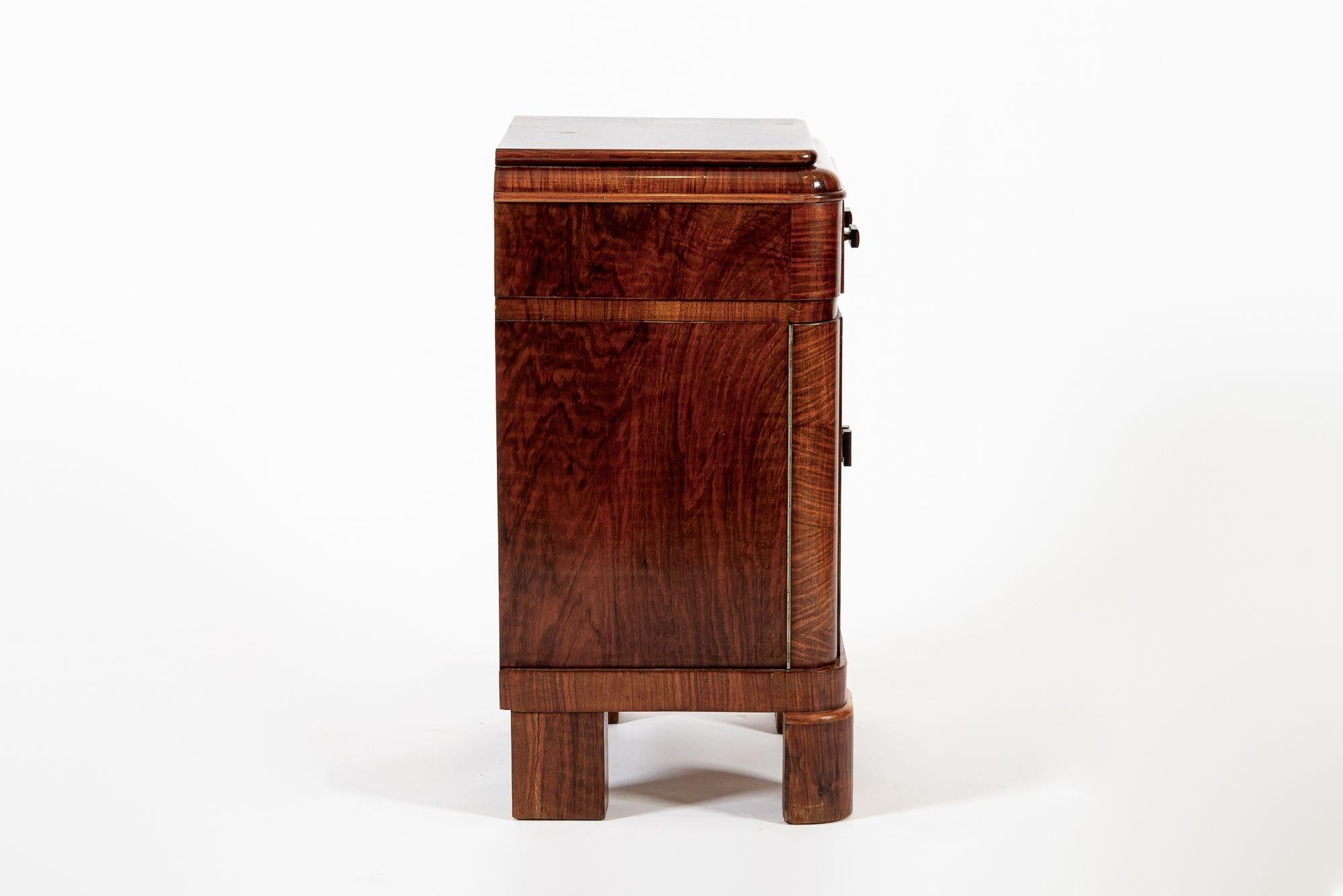 Antique Art Deco Small Wood Side Cabinet or Nightstand 1940s For Sale 7
