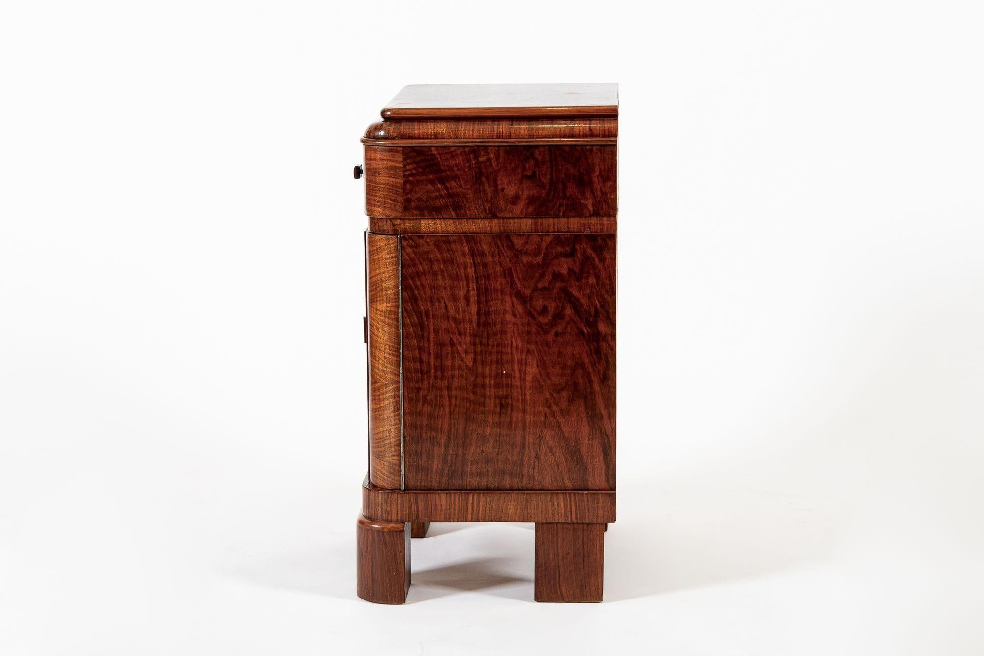 Antique Art Deco Small Wood Side Cabinet or Nightstand 1940s For Sale 8
