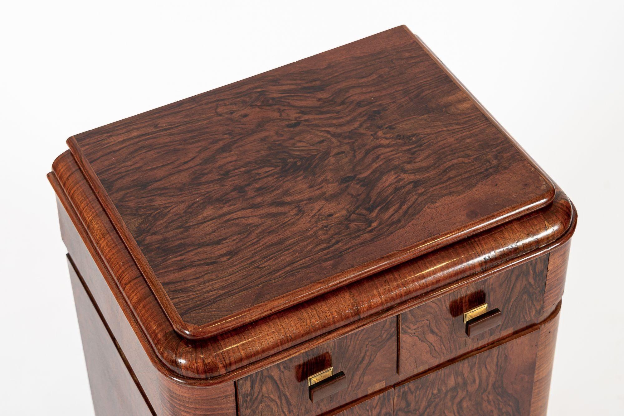 Mid-20th Century Antique Art Deco Small Wood Side Cabinet or Nightstand 1940s For Sale