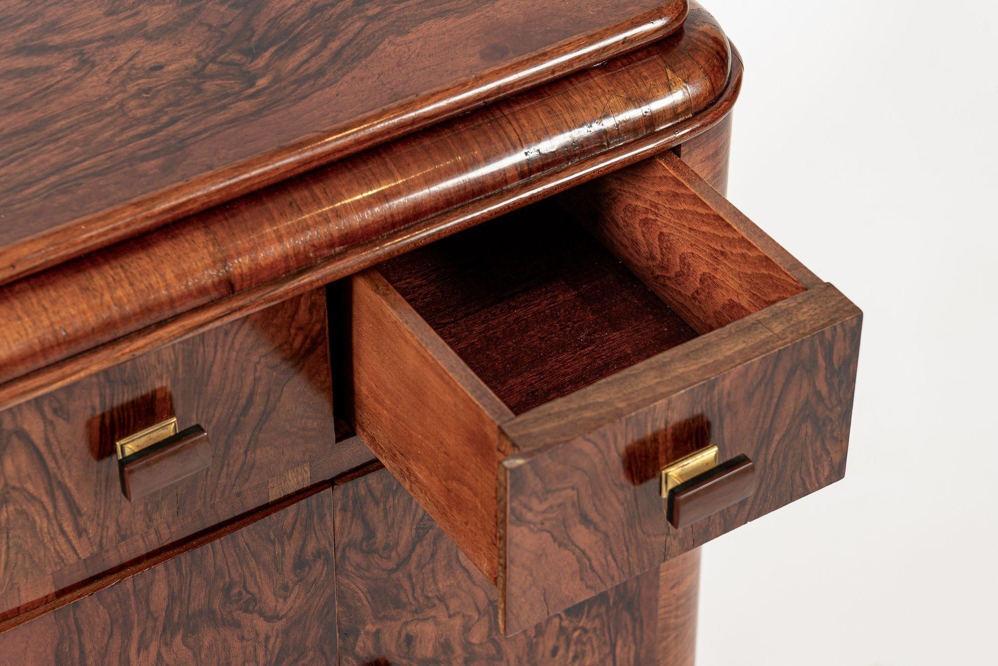 Antique Art Deco Small Wood Side Cabinet or Nightstand 1940s For Sale 1
