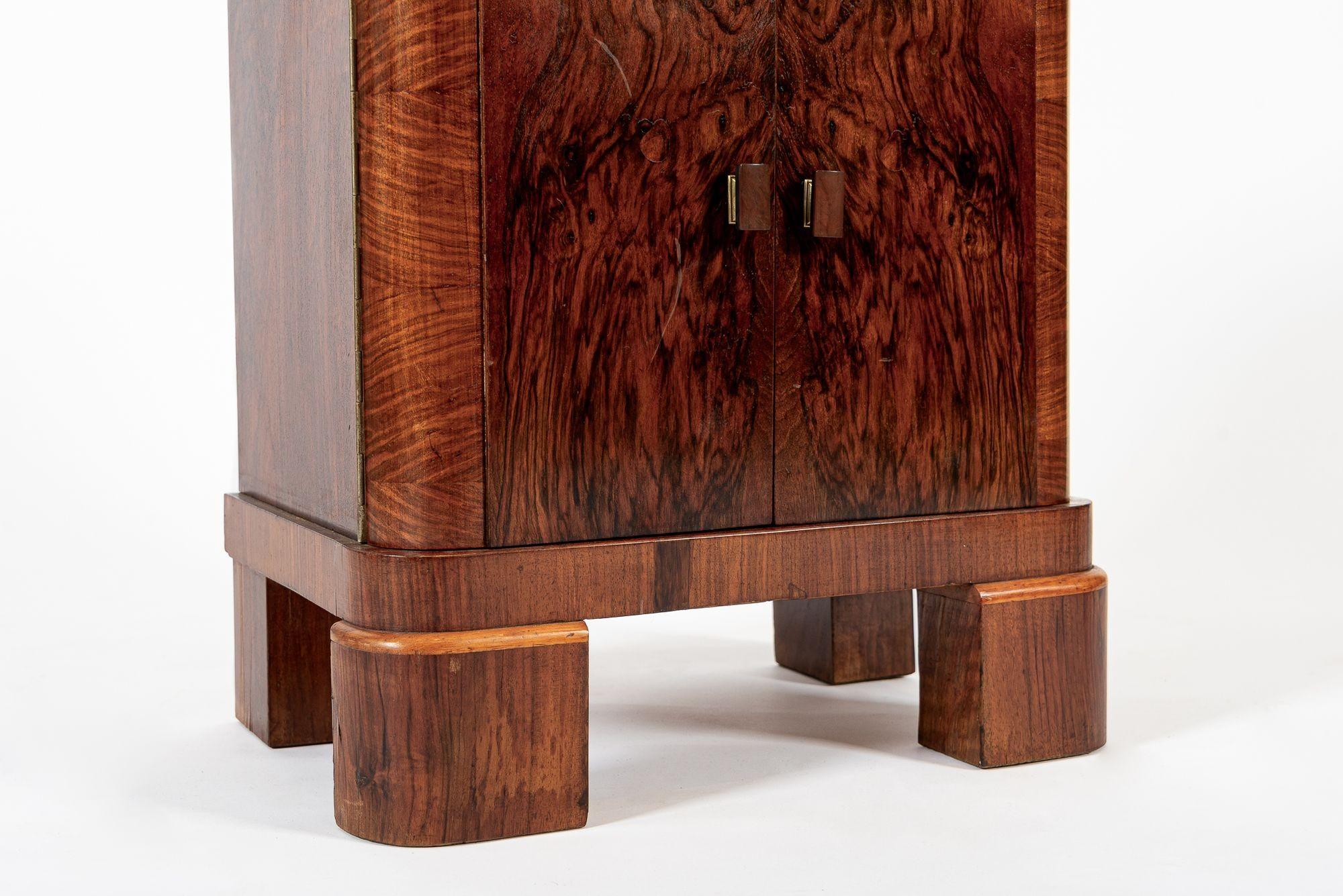 Antique Art Deco Small Wood Side Cabinet or Nightstand 1940s For Sale 2