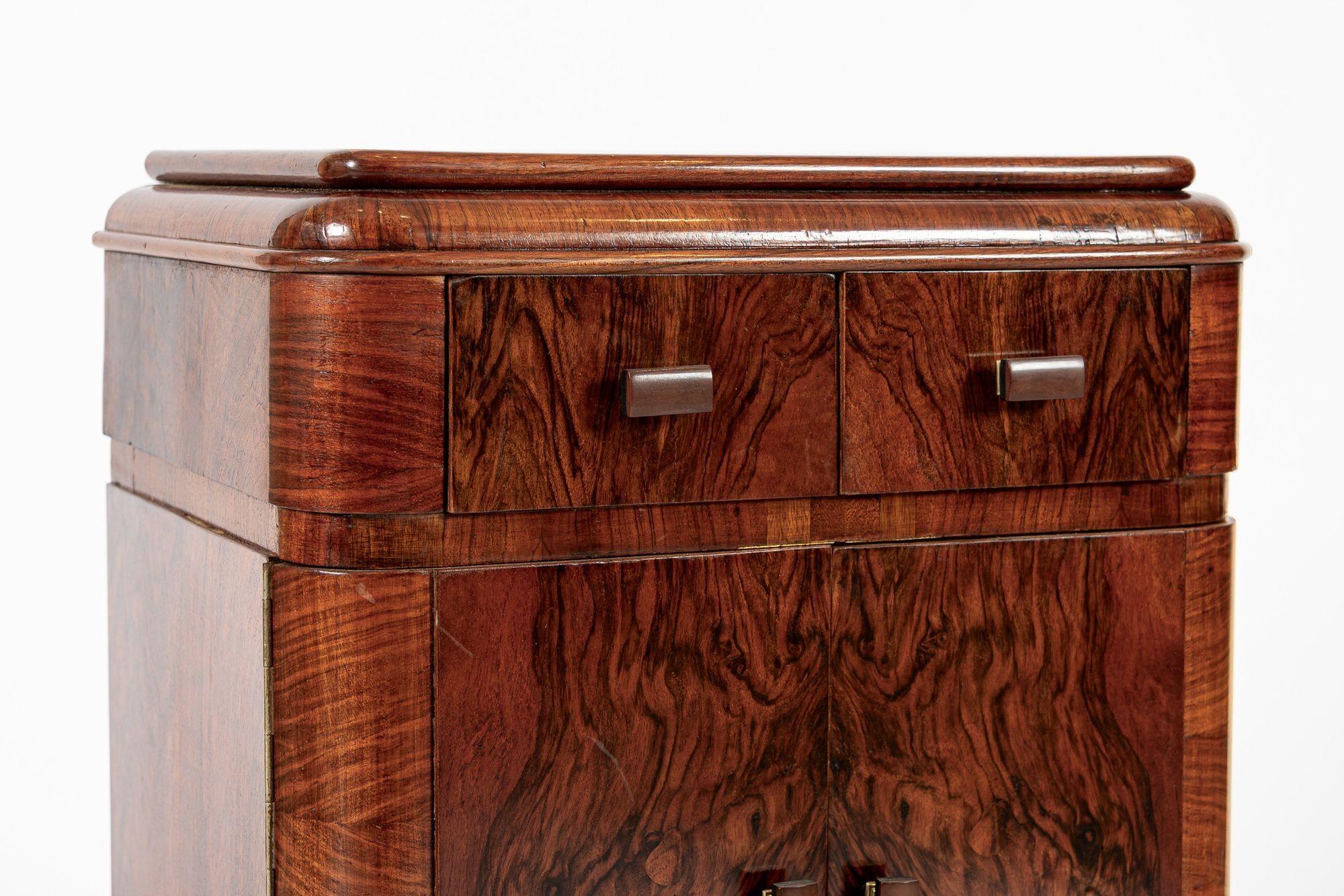 Antique Art Deco Small Wood Side Cabinet or Nightstand 1940s For Sale 3