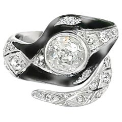 Antique Art Deco Snake Ring with Diamonds