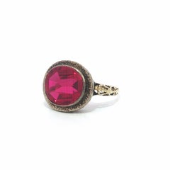 Antike Art Deco Solid Gold Buff Roll Top Ruby Hand graviert Filigranarbeit Ring