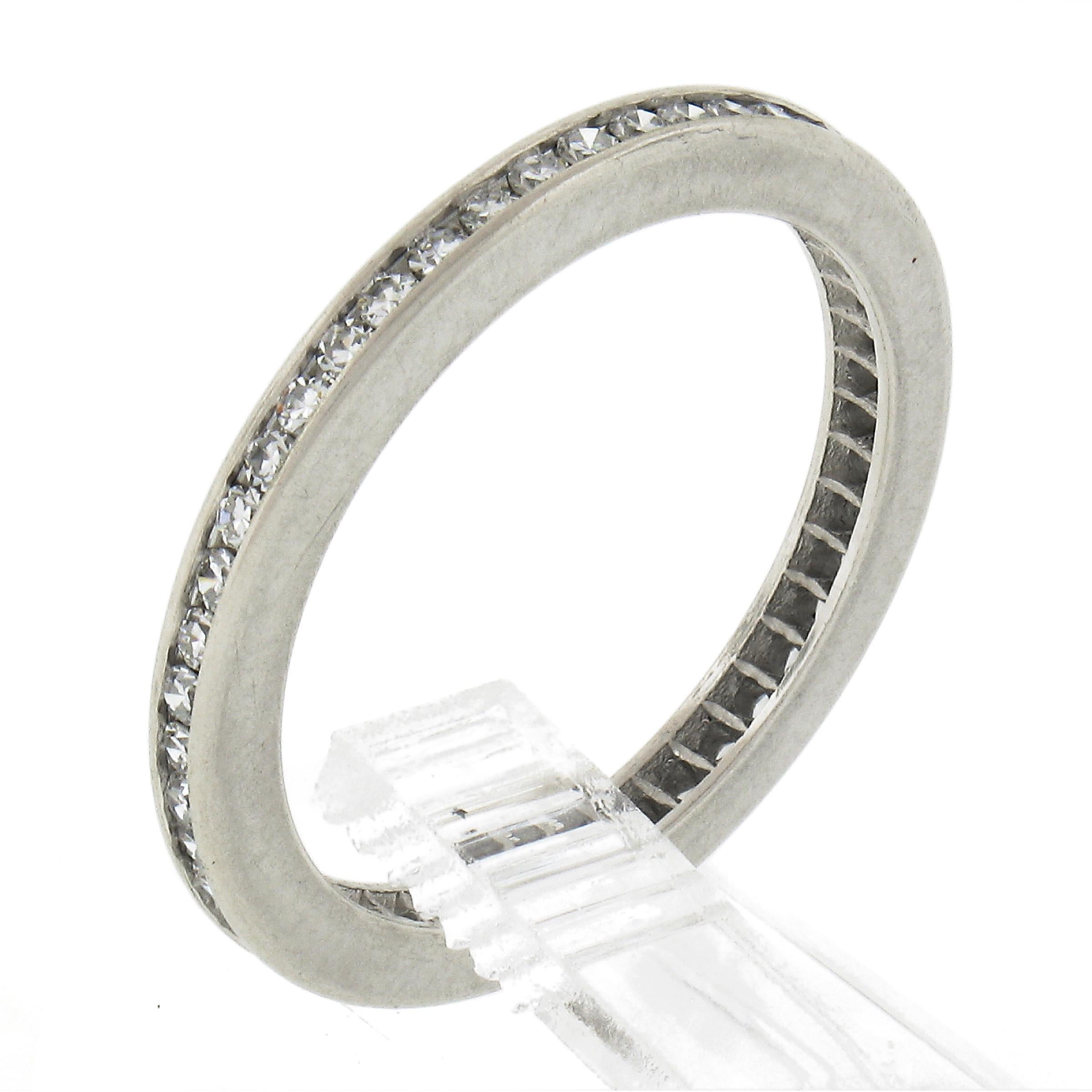 Antique Art Deco Solid Platinum .50ctw Channel Diamond Eternity Stack Band Ring For Sale 4