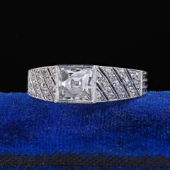 Antiker Art Deco Spaulding Co. Platin Diamant Verlobungsring mit französischem Schliff - GIA