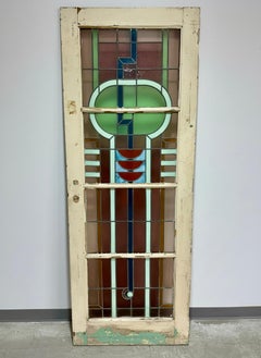 Antique Art Deco Stained Glass Door