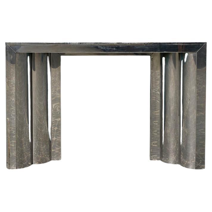 Inserto da fuoco in acciaio inox Art Deco antico