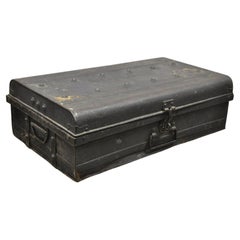 Retro Art Deco Steel Metal Military Weapons Black Storage Travel Trunk