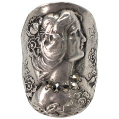 Antique Art Deco Sterling Silver Bust Ring