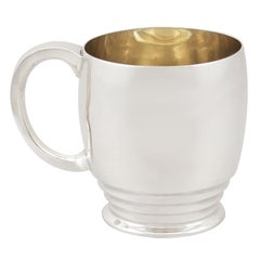 Antique Art Deco Sterling Silver Christening Mug