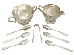 Antique Art Deco Sterling Silver Cream and Sugar Presentation Set