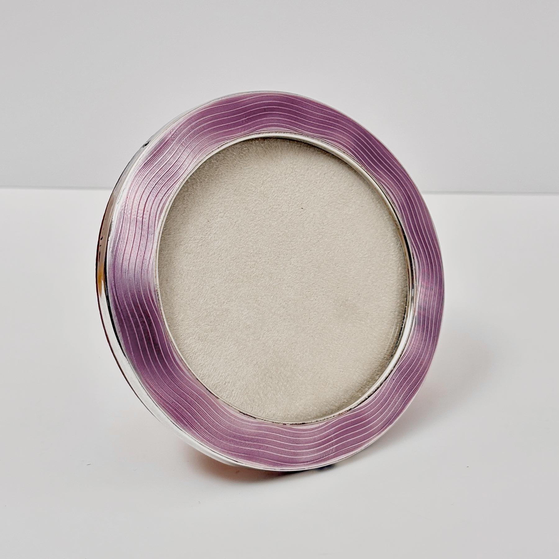 Inglese Portafoto d'epoca Art Deco in argento sterling e smalto, Inghilterra, 1920 ca. in vendita