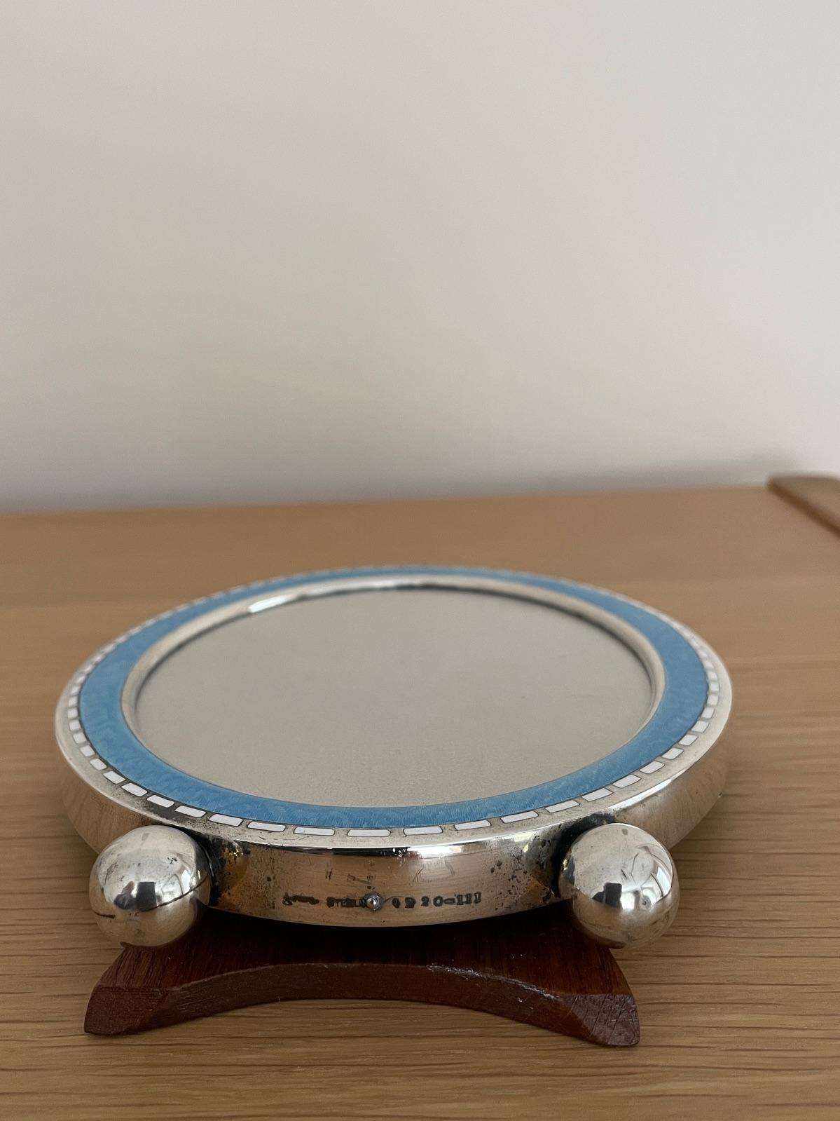 American Antique Art Deco Sterling Silver & Guilloche Enamel Picture Frame USA Circa 1920