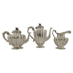 Antique Art Deco Sterling Silver L. Maciel Mexican 3 Piece Tea Coffee Set 1935