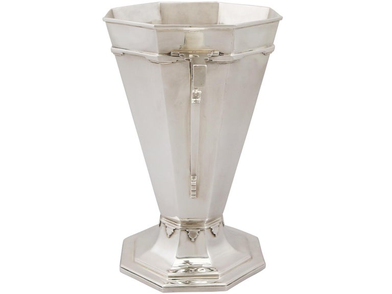 Antique Art Deco Sterling Silver Presentation Trophy / Vase For Sale at