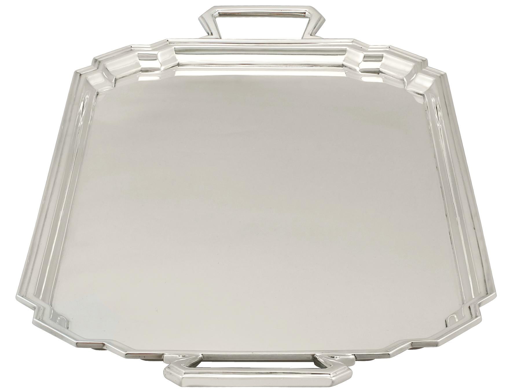 English Antique Art Deco Sterling Silver Tray