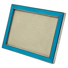 Antique Art Deco Sterling Silver & Turquoise Enamel Picture Frame Circa 1920 USA