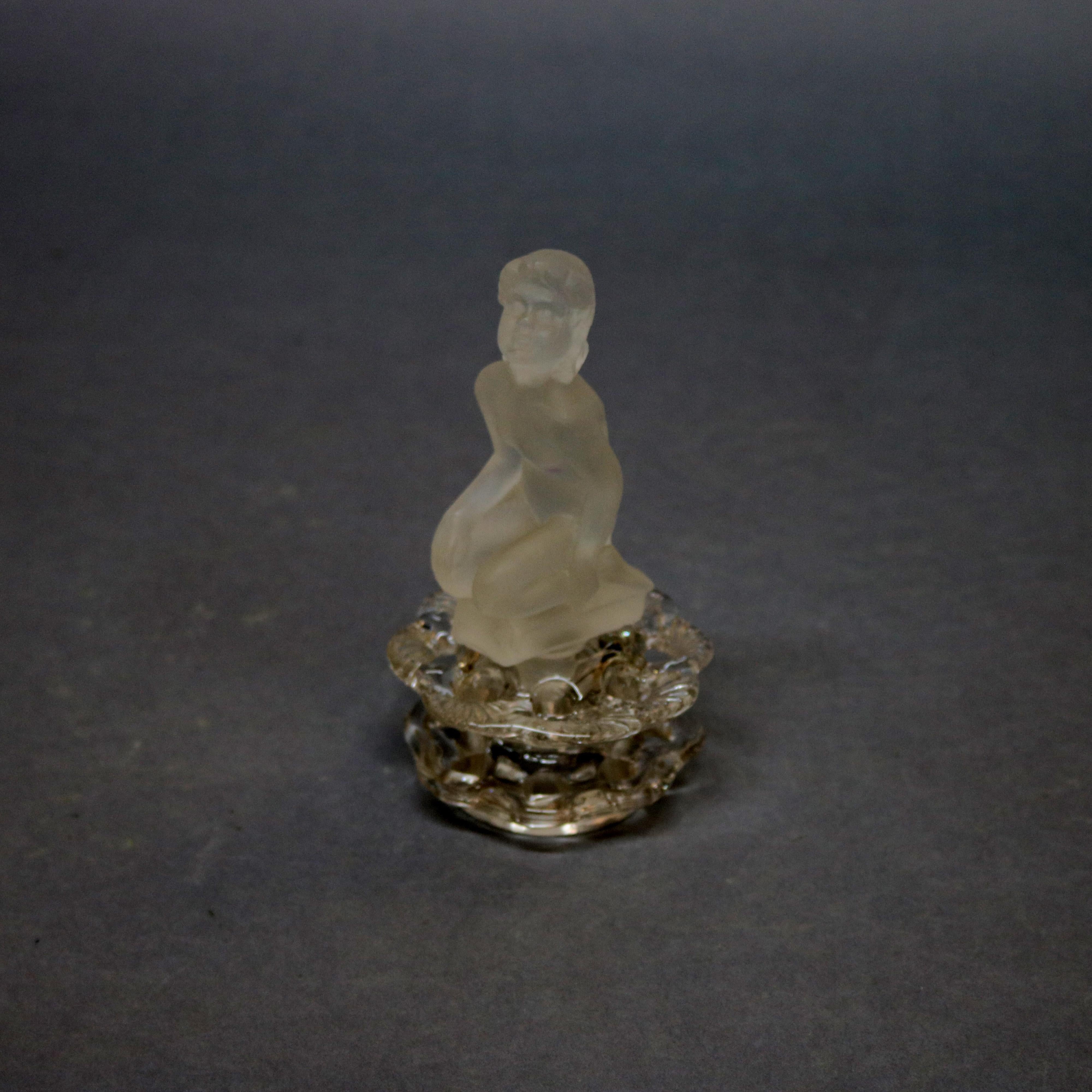 20th Century Antique Art Deco Steuben Figural Nude Art Glass Flower Frog, circa 1930