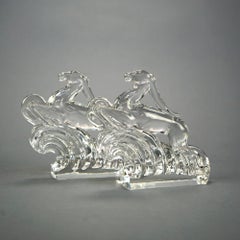 Antique Art Deco Steuben Sidney Waugh Art Glass Figural Gazelle Bookends c1930