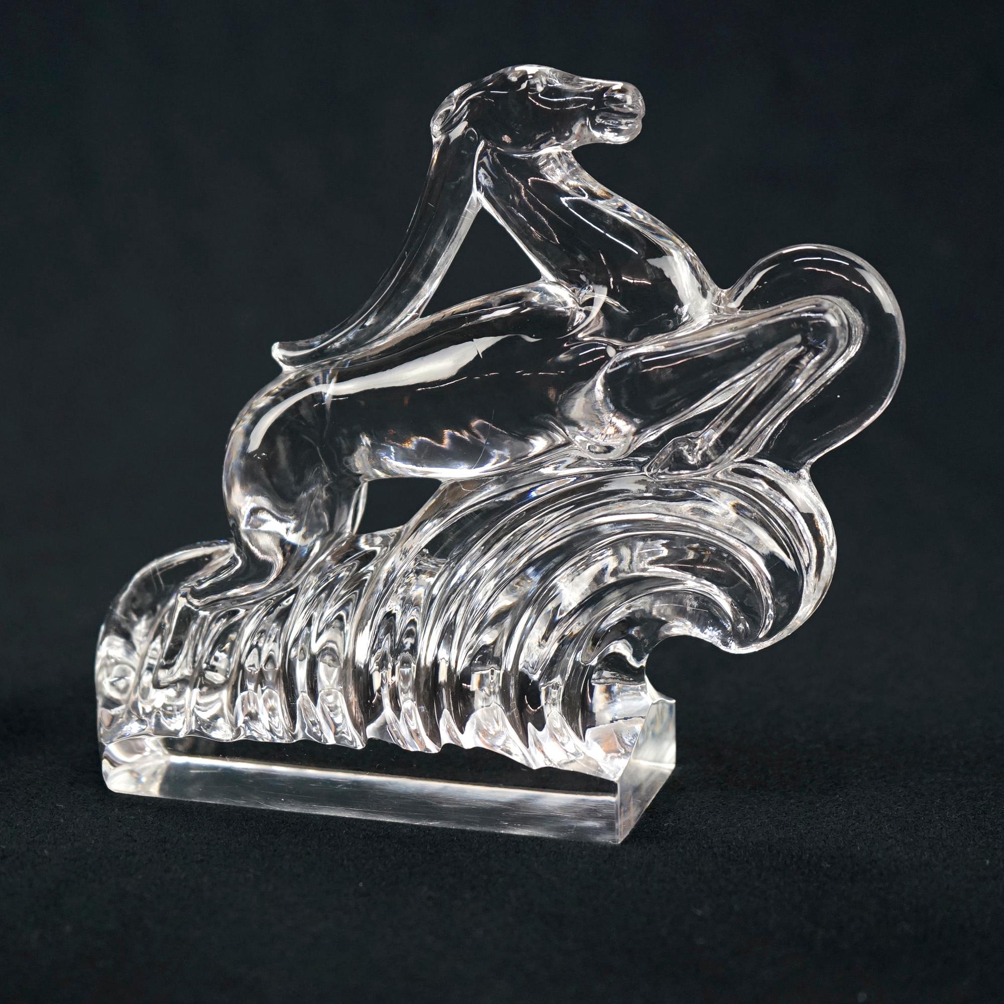 Antique Art Deco Steuben Sidney Waugh Art Glass Figural Gazelle Bookends c1930 1