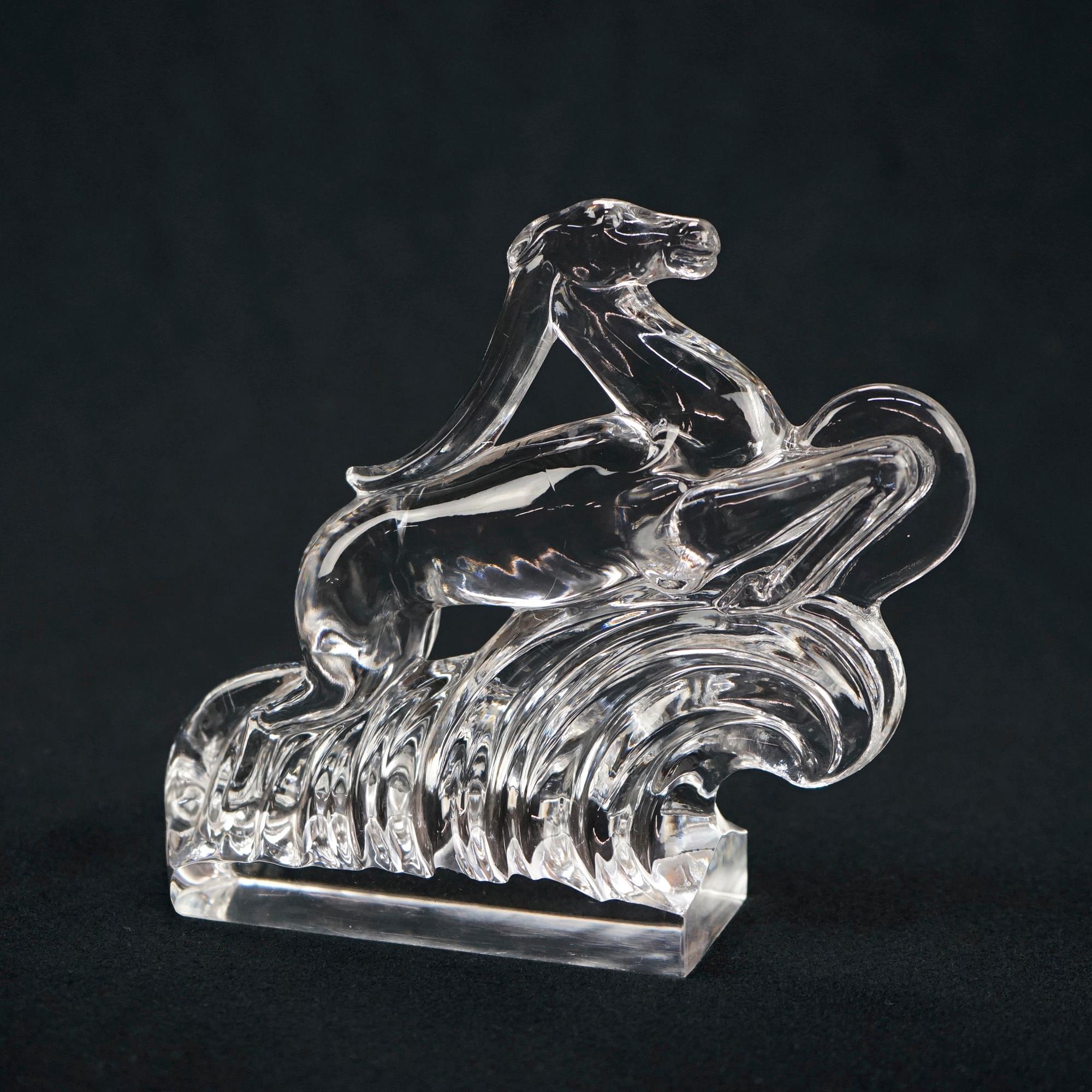 Antique Art Deco Steuben Sidney Waugh Art Glass Figural Gazelle Bookends c1930 2