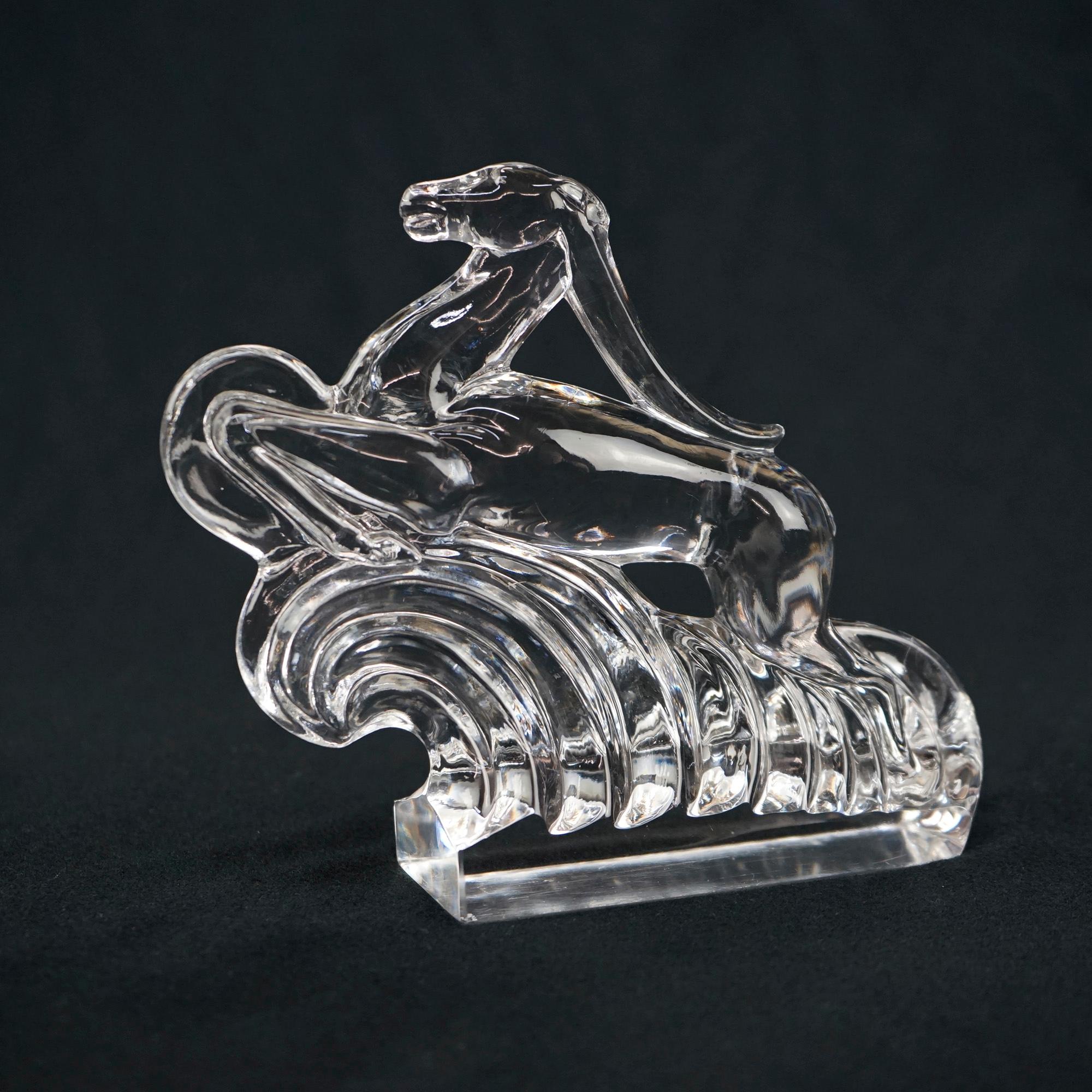 Antique Art Deco Steuben Sidney Waugh Art Glass Figural Gazelle Bookends c1930 3