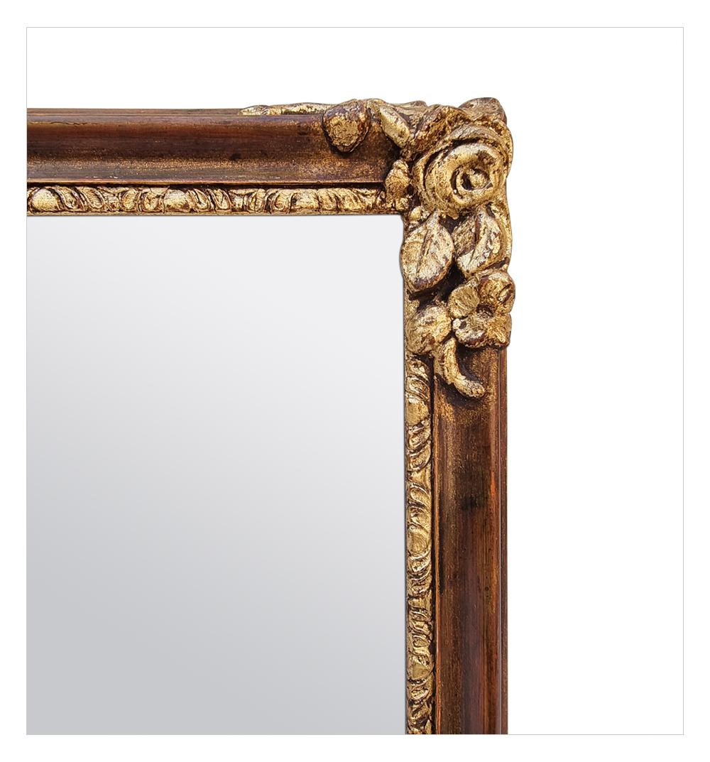 Mid-20th Century Antique Art Deco Style French Mirror, Giltwood & Colours, circa 1930 For Sale