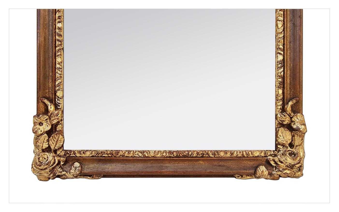 Antiker französischer Spiegel im Art-Déco-Stil, vergoldetes Holz und Farben, um 1930 (Vergoldet) im Angebot
