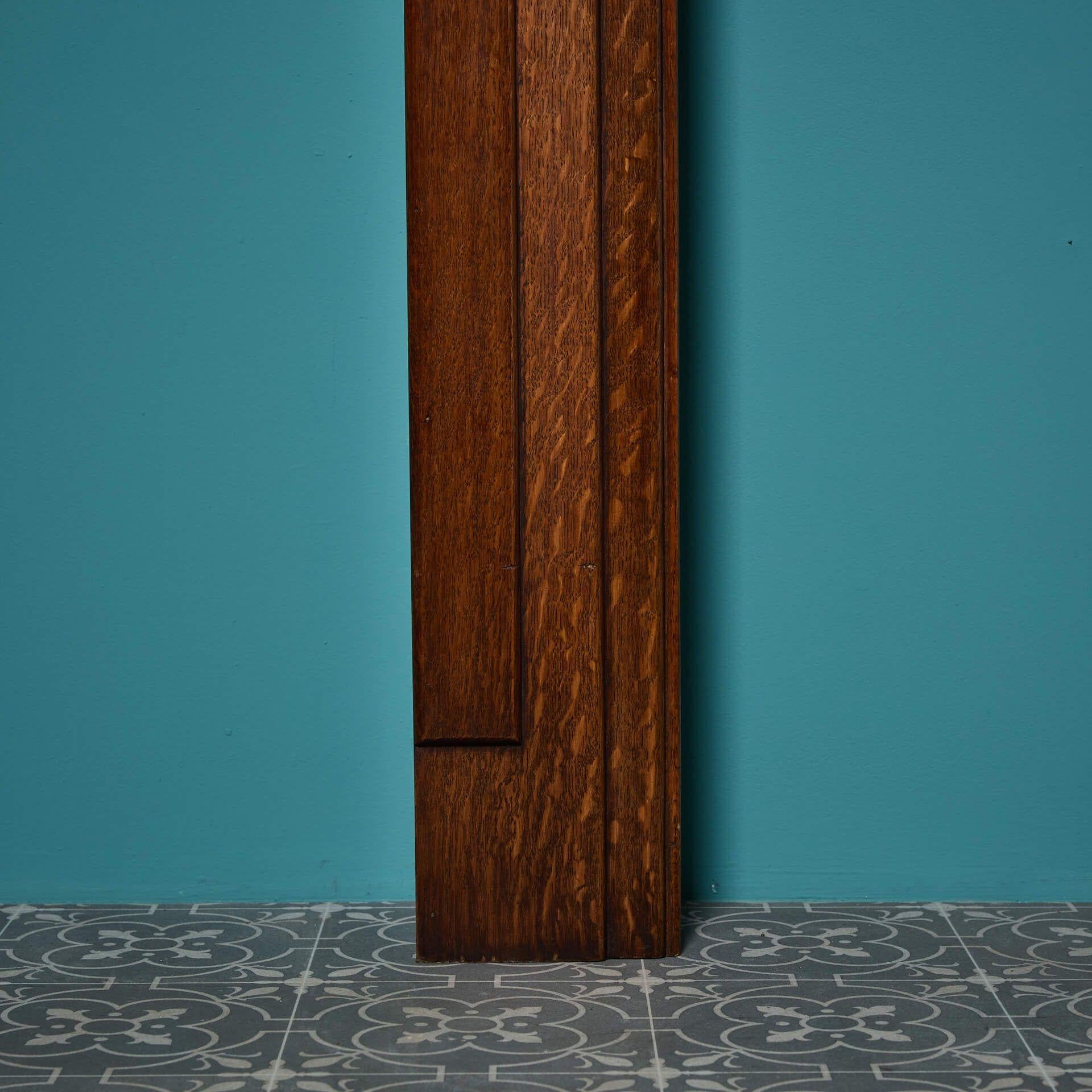 Antique Art Deco Style Rounded Oak Fire Mantel In Fair Condition For Sale In Wormelow, Herefordshire