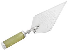 Antique Art Deco Style Sterling Silver and Agate Handled Presentation Trowel