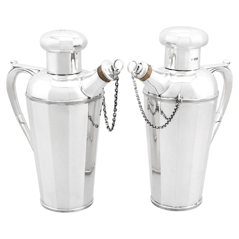 Antique Art Deco Style Sterling Silver Cocktail Shakers For Sale at 1stDibs | sterling silver cocktail shaker
