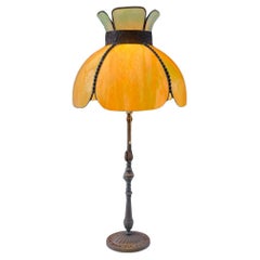 Vintage Art Deco Style Table Lamp with Tiffany Style Shade