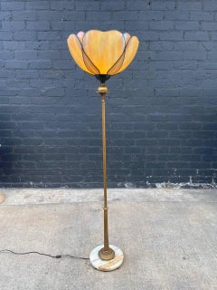Antique Art Deco Style Torchiere Floor Lamp with Tiffany Style Shade