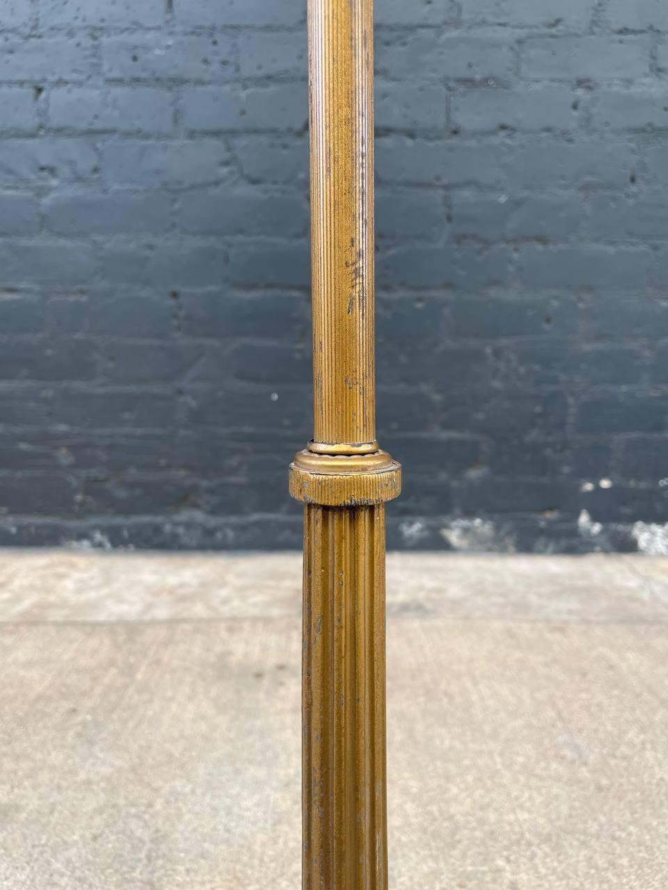 Late 20th Century Antique Art Deco Style Torchiere Floor Lamp with Tiffany Style Shade