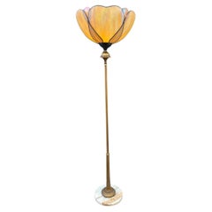 Vintage Art Deco Style Torchiere Floor Lamp with Tiffany Style Shade