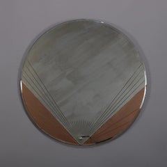 Antique Art Deco Stylized Fan Two-Toned Wall Mirror by Maestro, circa 1920