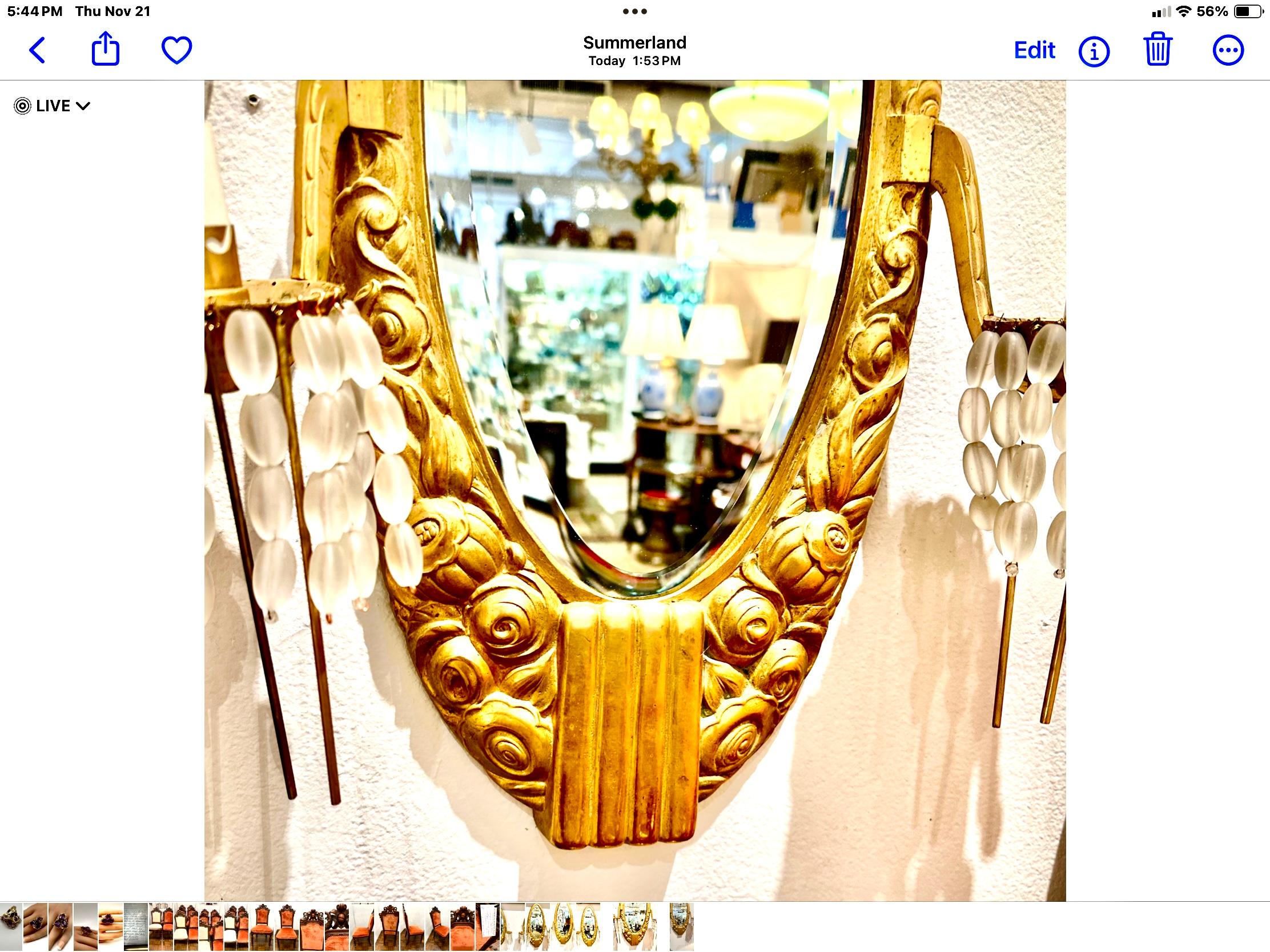 Antique Art Deco Sue et Mare Gilt Bronze Mirror Wall Sconces, Pair For Sale 6