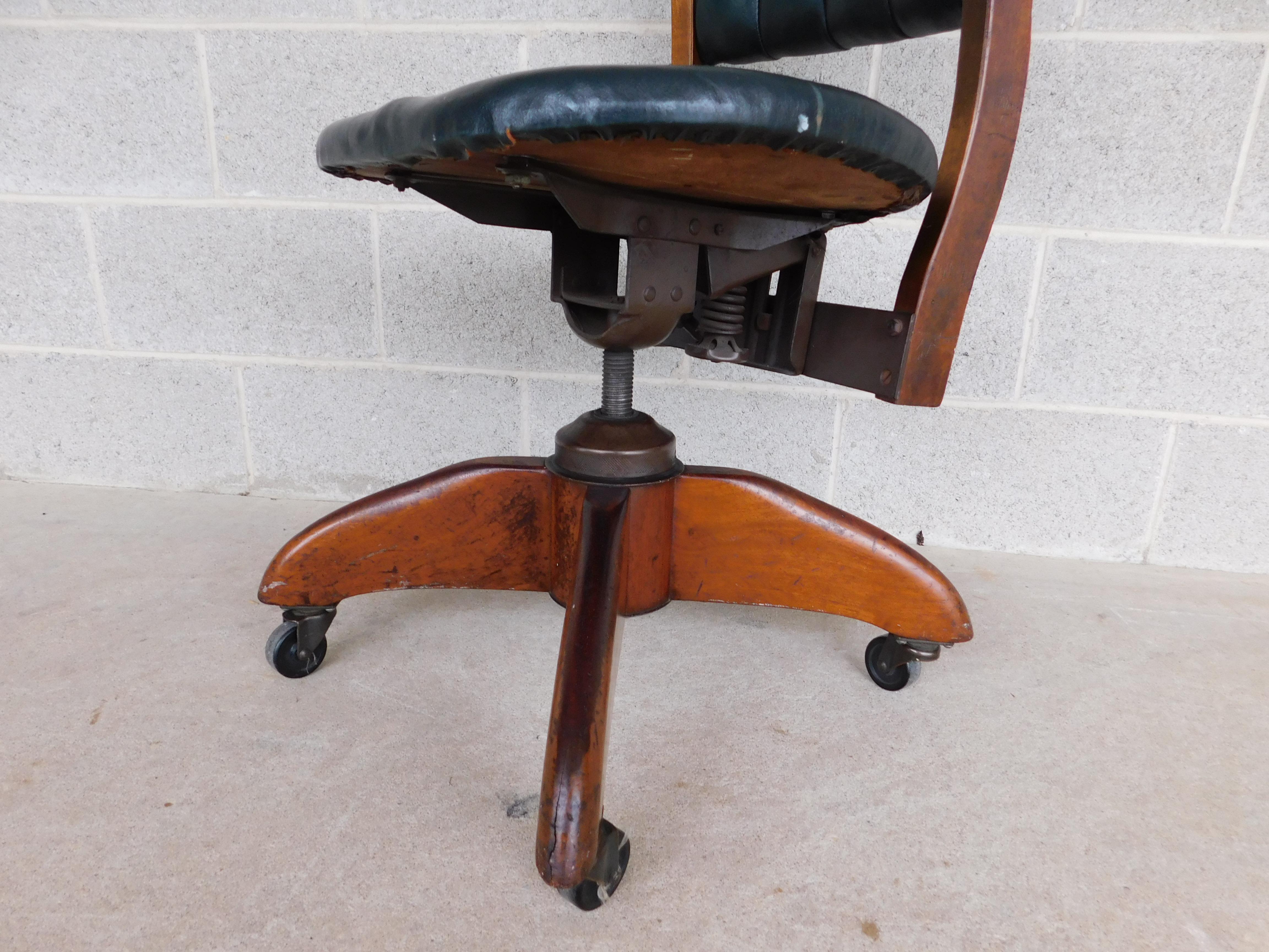 Antique Art Deco Swivel Office Desk Chair by Gunlocke 3